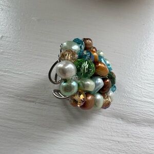 Multicolor Beads and Natural Pearl Ring.